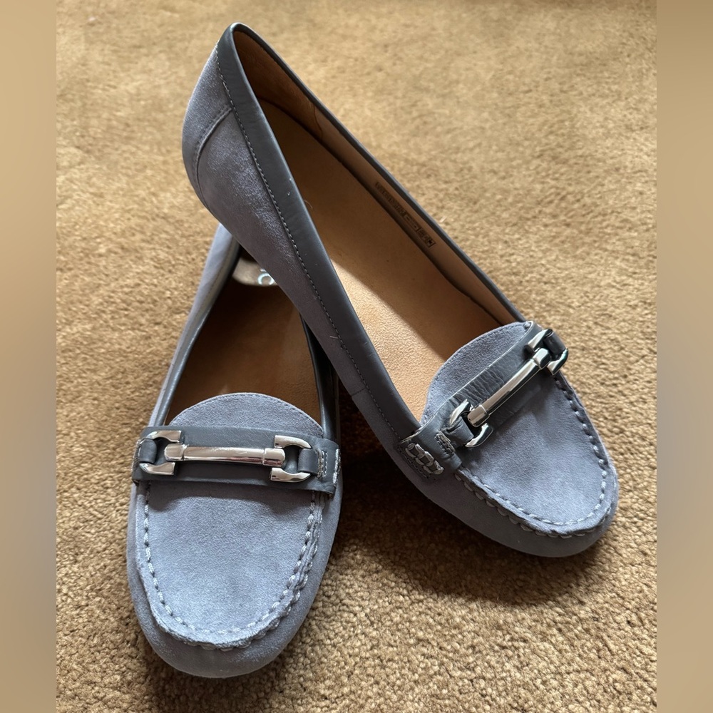 Vionic Steel Gray Suede Loafers